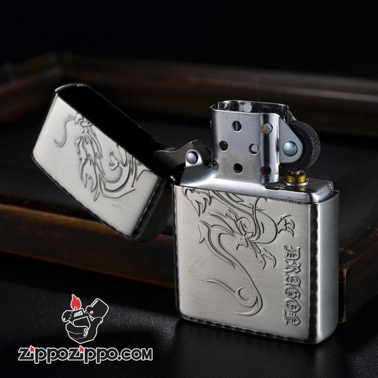 Bật lửa Zippo phiên bản bạc Creative khắc Rồng