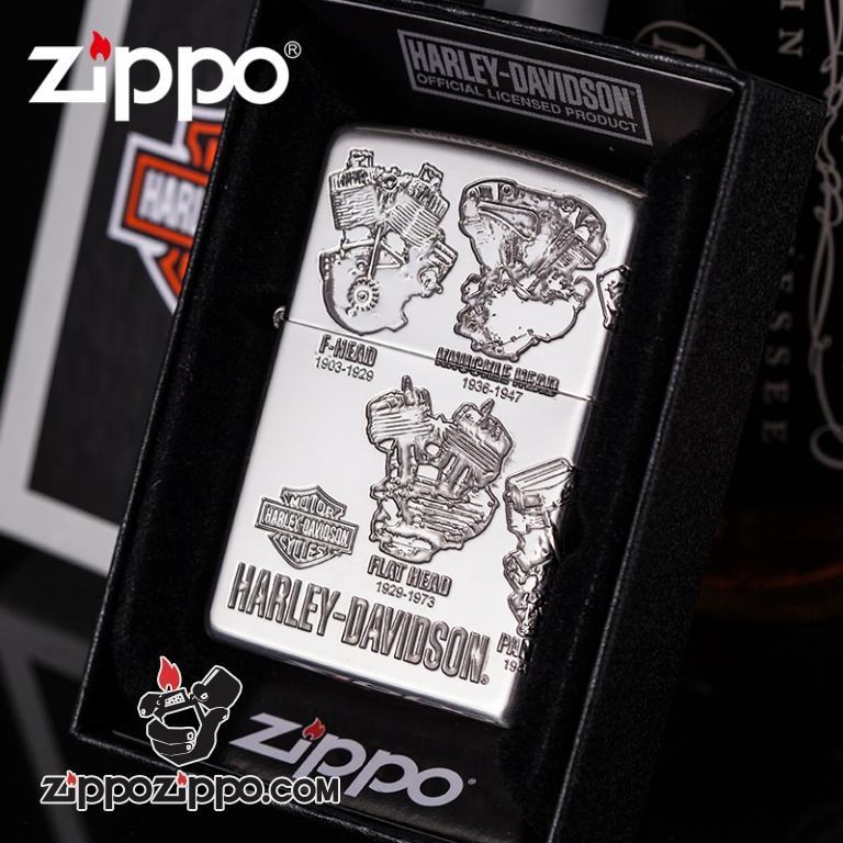 Bật lửa Zippo phiên bản bạc cổ điển động cơ Harley