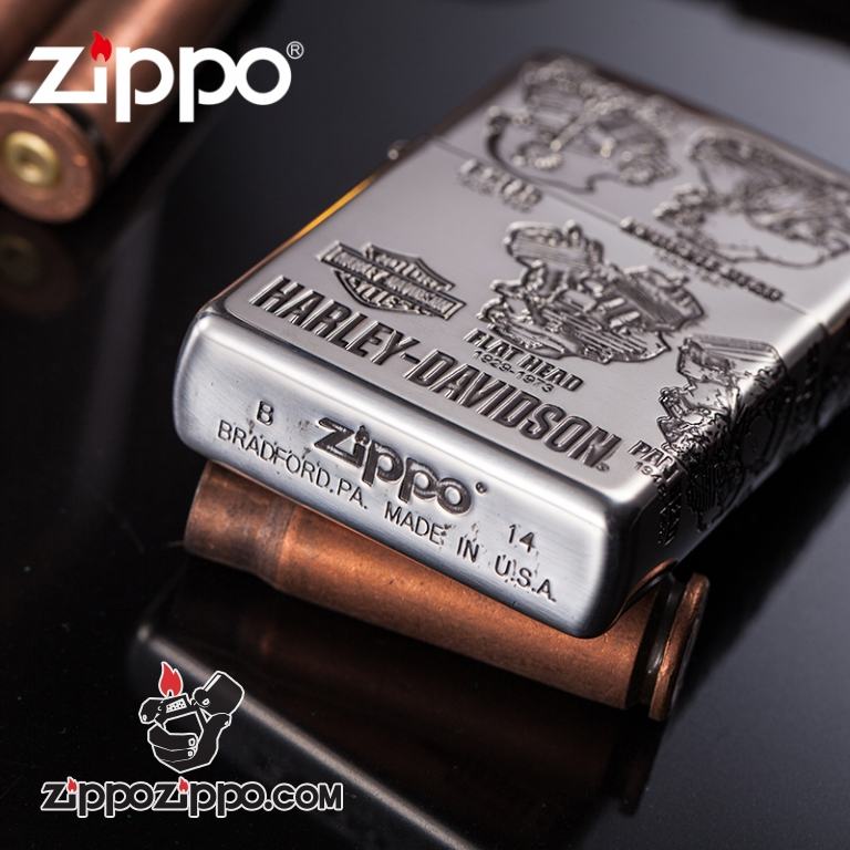 Bật lửa Zippo phiên bản bạc cổ điển động cơ Harley