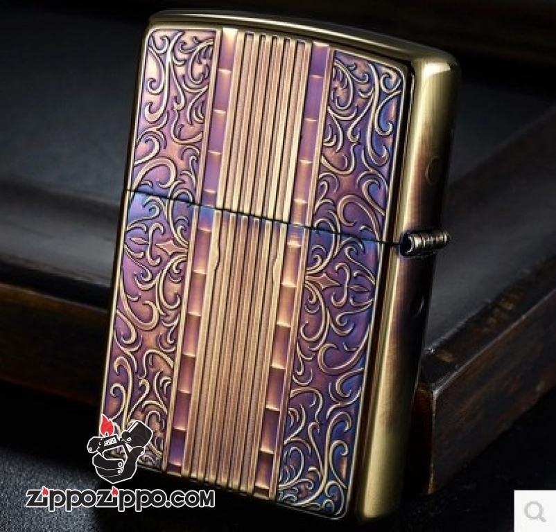 Bật lửa Zippo đồng cổ khắc hoa văn ART