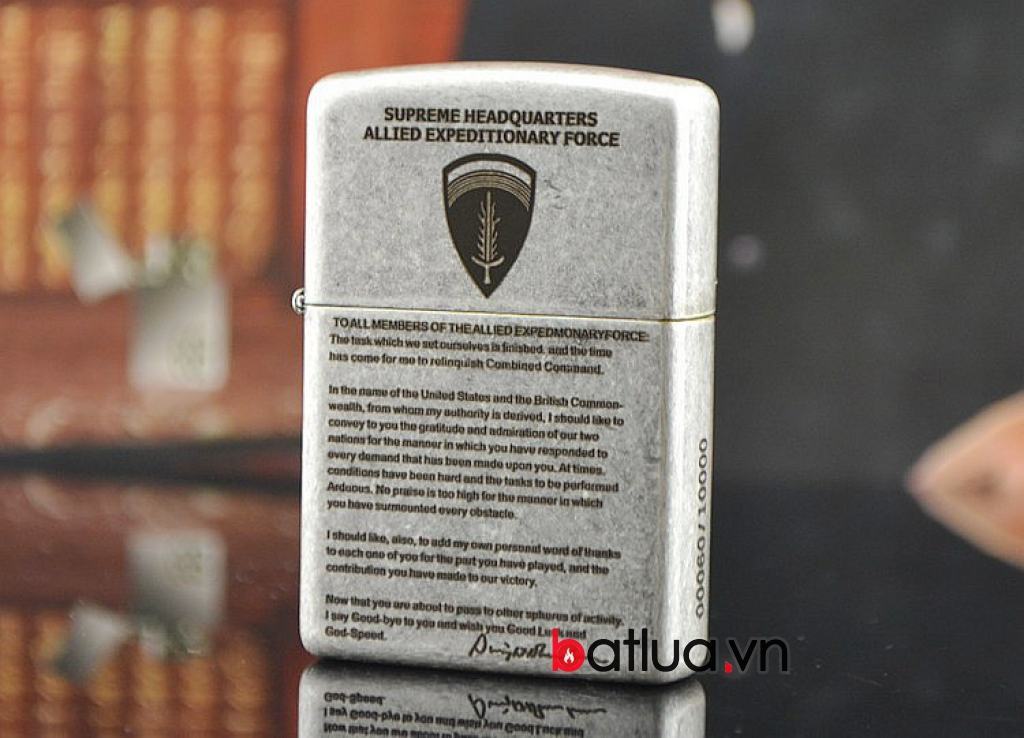 Bật lửa Zippo chính hãng bạc nhẹ khắc Eisenhower