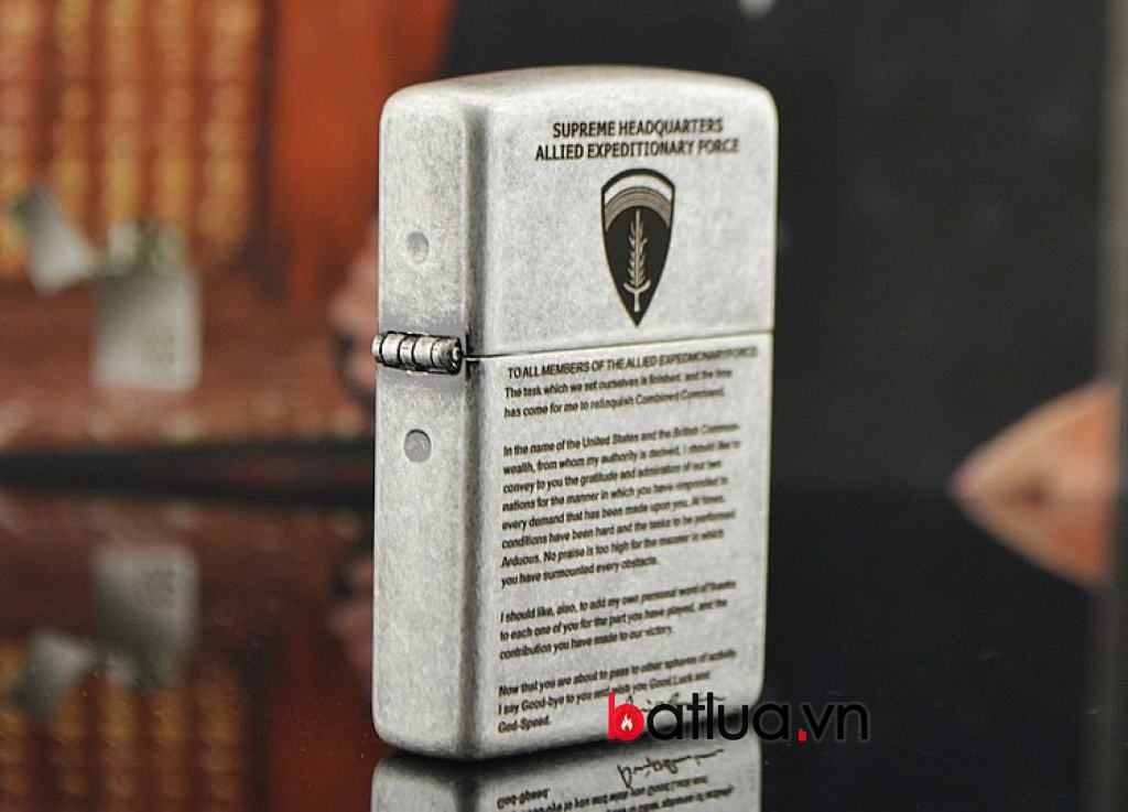 Bật lửa Zippo chính hãng bạc nhẹ khắc Eisenhower