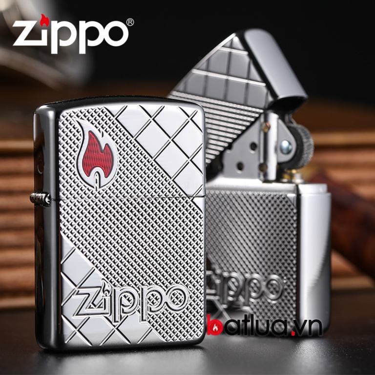 Bật lửa Zippo phiên bản caro vát chéo hai bên Amor