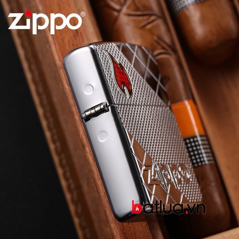 Bật lửa Zippo phiên bản caro vát chéo hai bên Amor