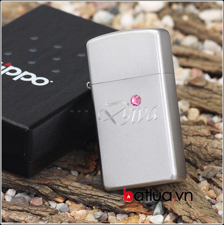 Zippo chính hãng bản hẹp Diva đính ngọc