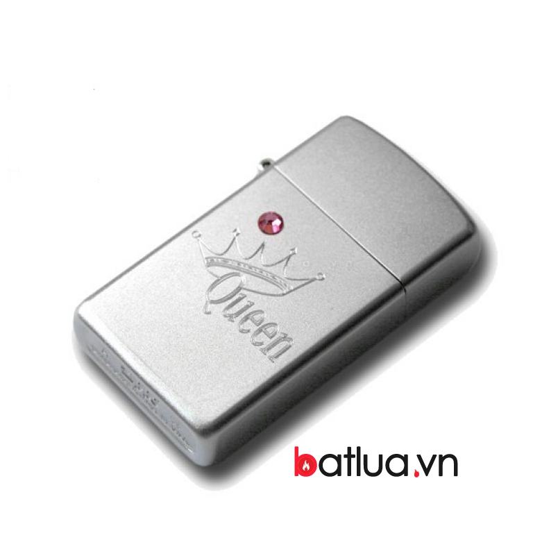 zippo chính hãng bản hẹp queen đính ngọc