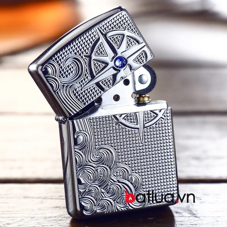 Zippo Chính hãng Bạc đính ngọc bản armor 28809