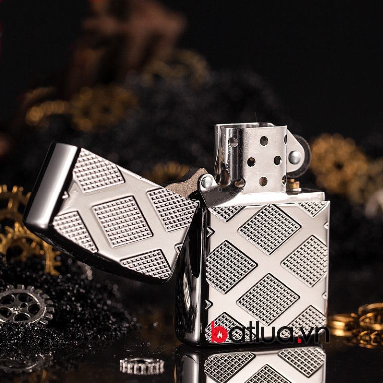 Bật lửa zippo chính hãng kẻ lưới đan chéo kim cương bản Armor 28637