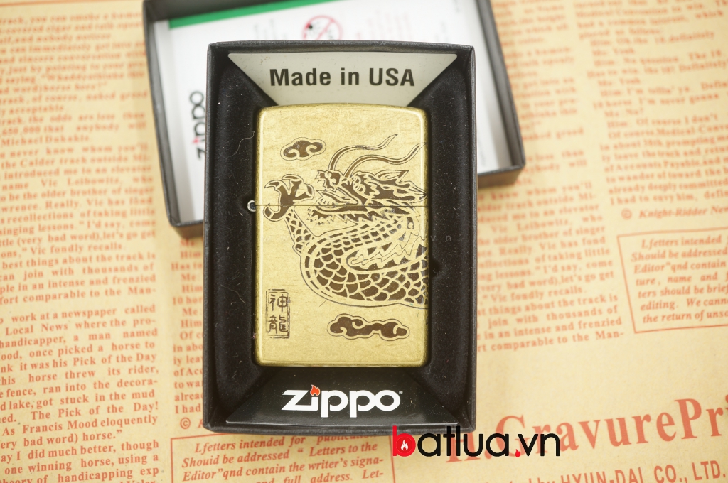 Zippo chính hãng đồng khắc 4 mặt hình rồng quấn