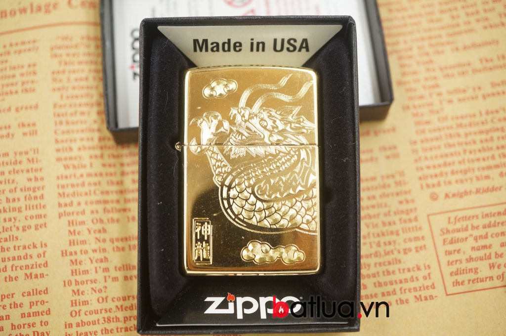 bật lửa zippo chính hãng đồng khắc đầu rồng