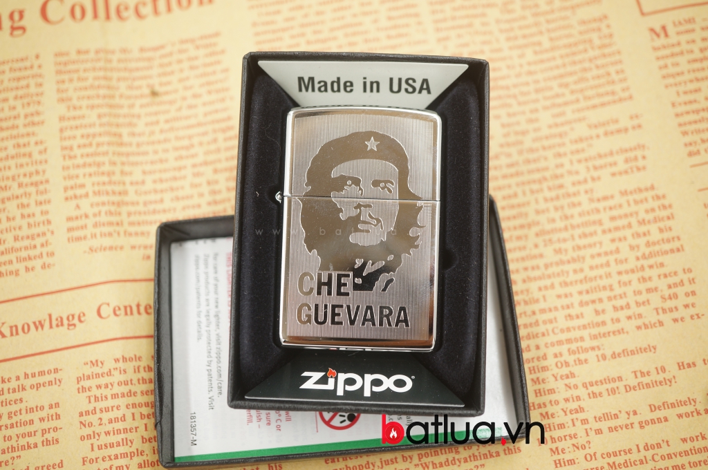 zippo chính hãng mầu bạc khắc 2 mặt hình Che