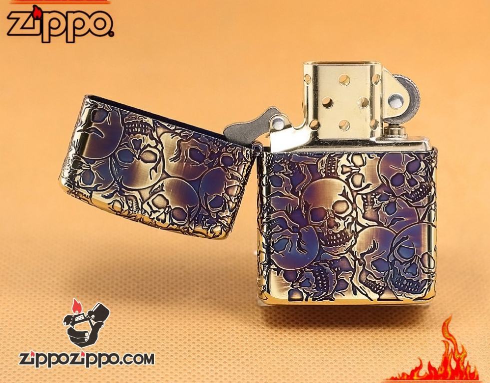 Zippo Chính Hãng Đồng Khắc Thung Lũng Chết Hộp Sọ