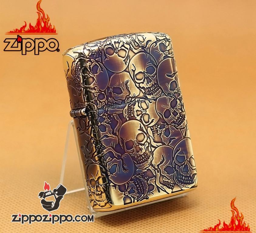 Zippo Chính Hãng Đồng Khắc Thung Lũng Chết Hộp Sọ