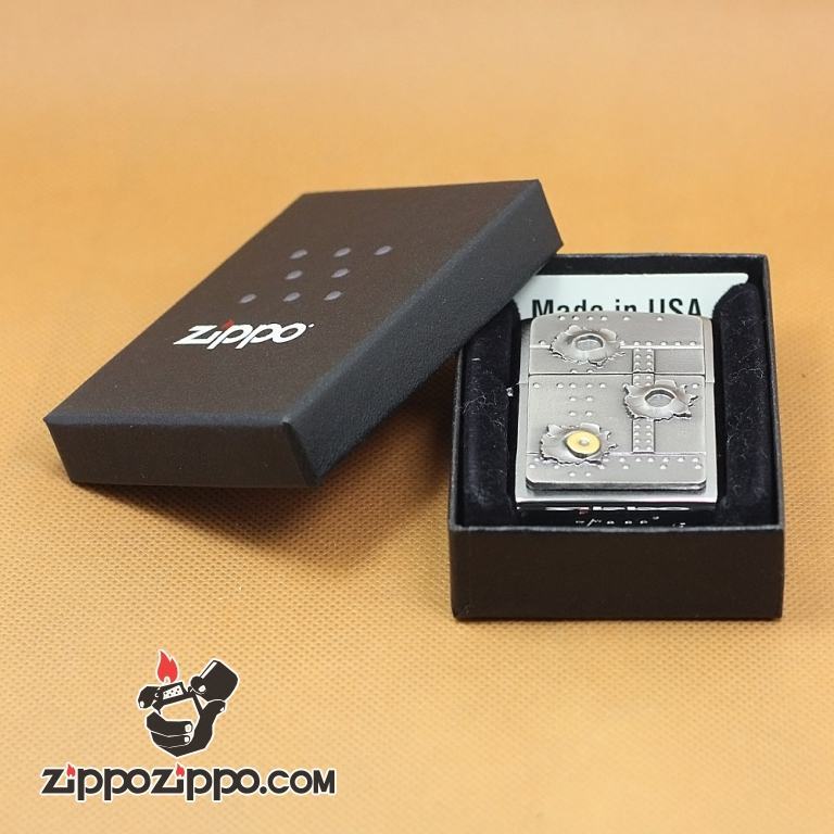 Zippo Chính Hãng Phiên Bản Châu Âu Hình Viên Đạn Găm Vào Thép