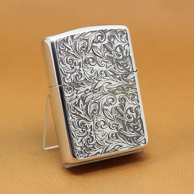 Zippo Chính Hãng Phiên Bản Giới Hạn Màu Bạc Khắc Hoa Văn Arabesque 2 Mặt