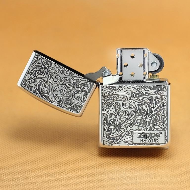 Zippo Chính Hãng Phiên Bản Giới Hạn Màu Bạc Khắc Hoa Văn Arabesque 2 Mặt