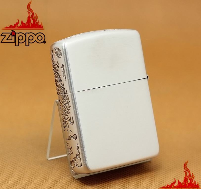 Zippo Chính Hãng Bạc Khắc Rồng Mặt Trước Và cạnh bên Vỏ Dày Armor