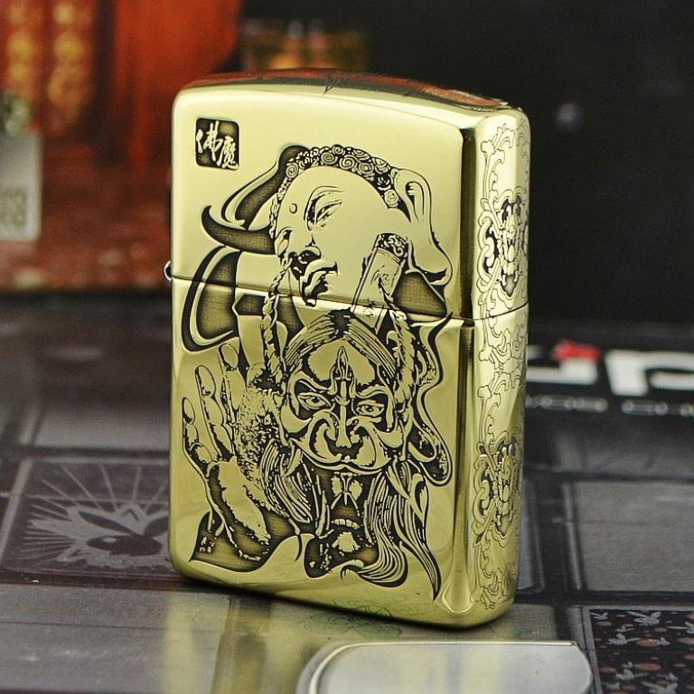 Bật lửa Zippo đồng khắc Phật và Quỷ Vỏ Dày