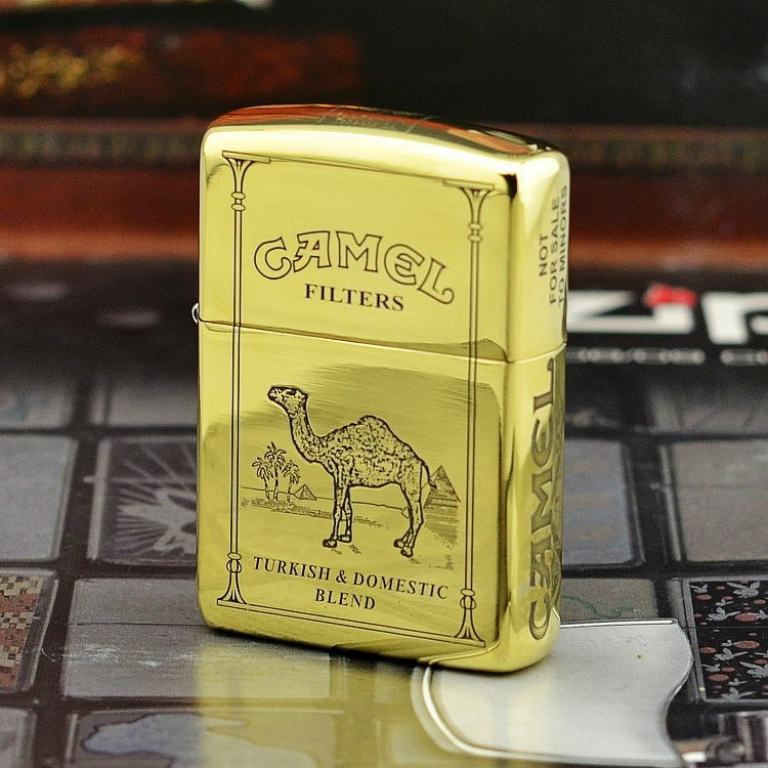 Zippo Chính Hãng Đồng Bóng Khắc Hình Lạc Đà Vỏ Dày