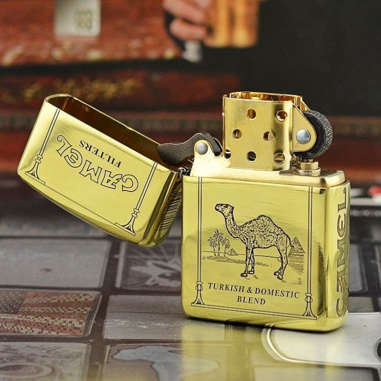 Zippo Chính Hãng Đồng Bóng Khắc Hình Lạc Đà Vỏ Dày