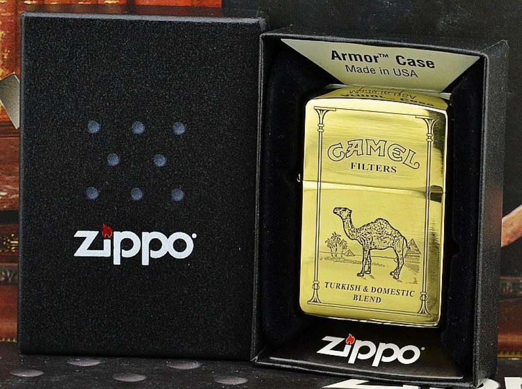 Zippo Chính Hãng Đồng Bóng Khắc Hình Lạc Đà Vỏ Dày