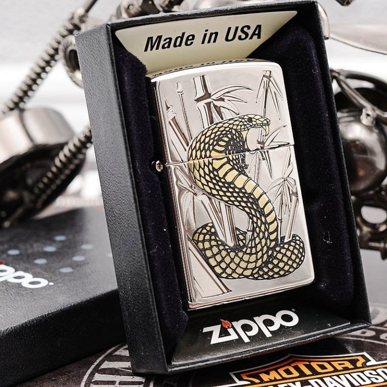 Zippo Chính Hãng Phiên Bản Hàn Quốc Gold Cobra