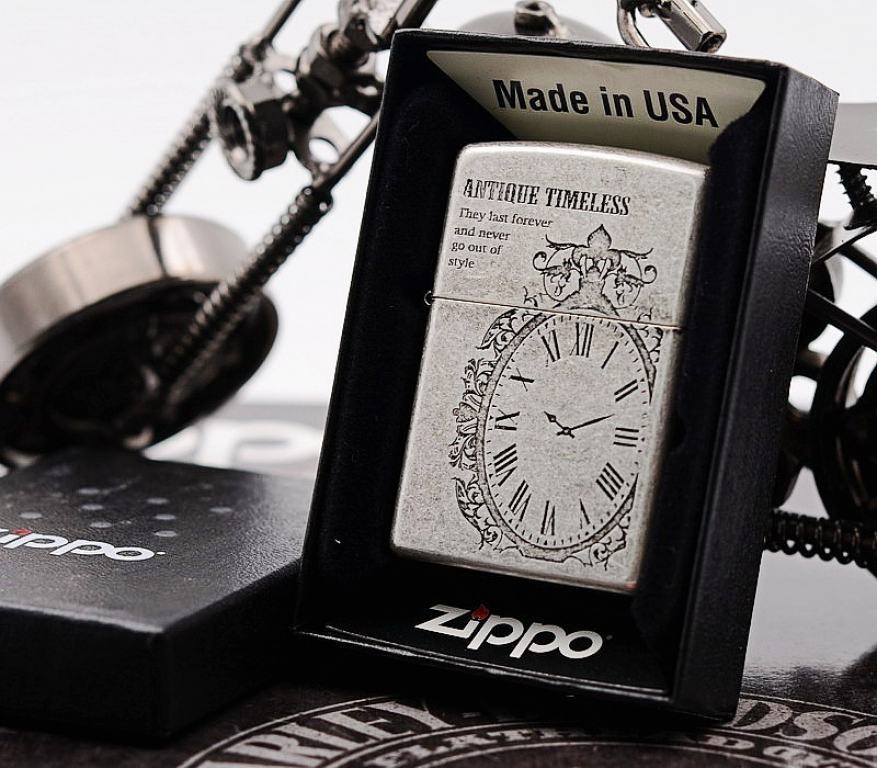 Zippo Chính Hãng Phiên Bản Hàn Quốc Antique Timeless Bạc Cổ