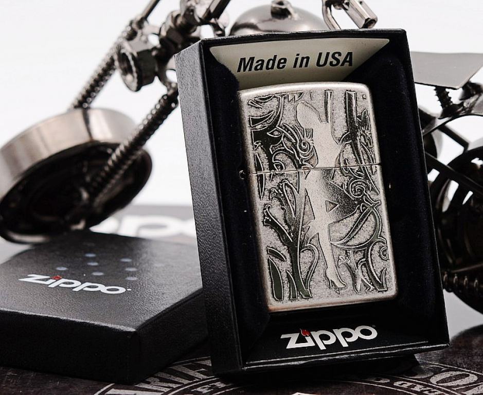 Zippo Chính Hãng Phiên Bản Hàn Quốc Trạm Khắc Cô Gái Quyến Rũ