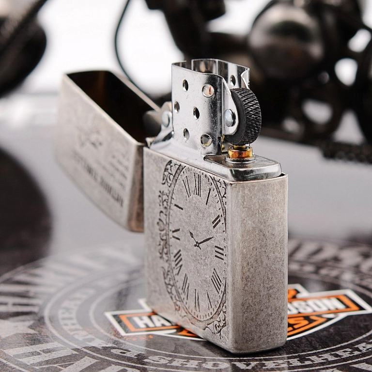 Zippo Chính Hãng Phiên Bản Hàn Quốc Antique Timeless Bạc Cổ