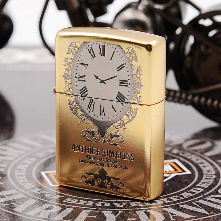 Zippo Chính Hãng Phiên Bản Hàn Quốc Antique Timeless Đồng Bóng