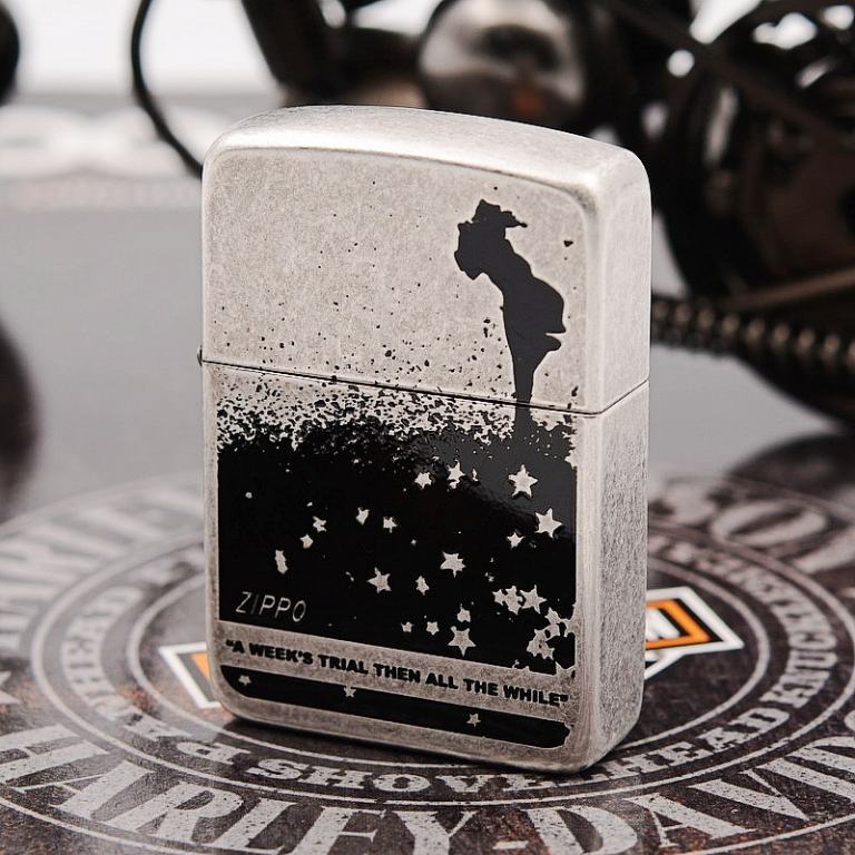 Zippo Chính Hãng Phiên Bản Hàn Quốc Bạc Cổ 1941 Khắc Của Cô Gái Gió