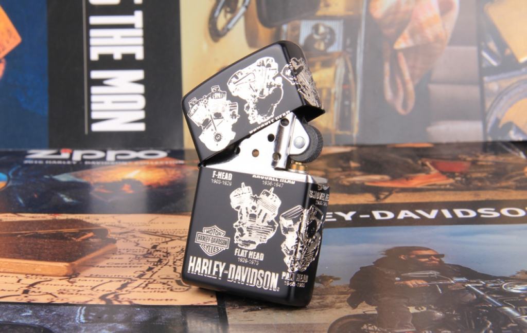 Zippo Chính Hãng Màu Đen Phiên Bản Động Cơ  Harley Davidson