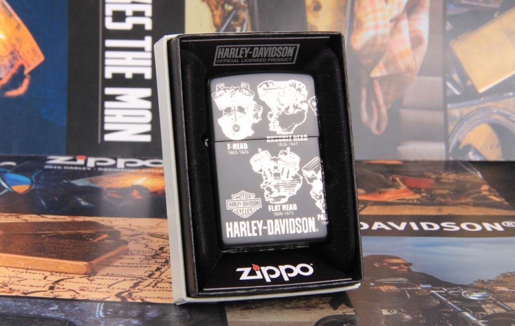 Zippo Chính Hãng Màu Đen Phiên Bản Động Cơ  Harley Davidson