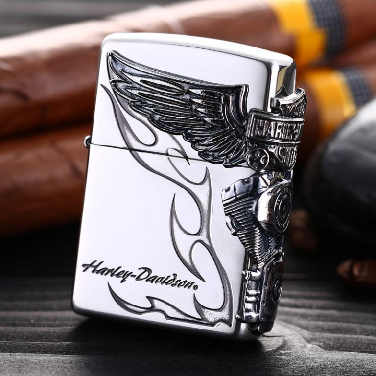 Zippo Chính Hãng Phiên Bản Harley Davidson Cánh Chim Ưng Màu Bạc