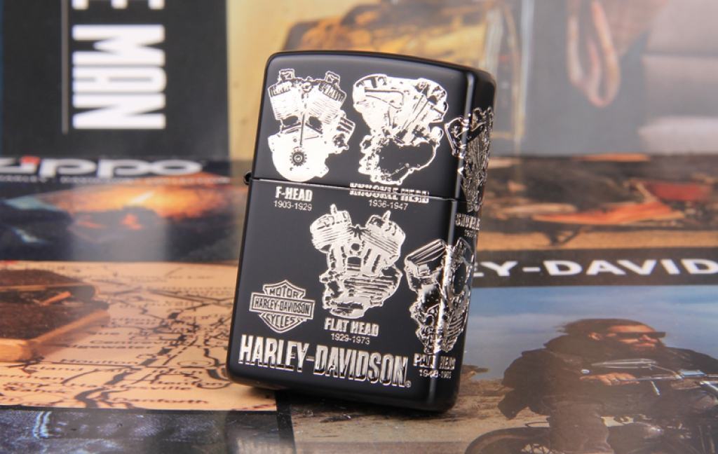 Zippo Chính Hãng Màu Đen Phiên Bản Động Cơ  Harley Davidson