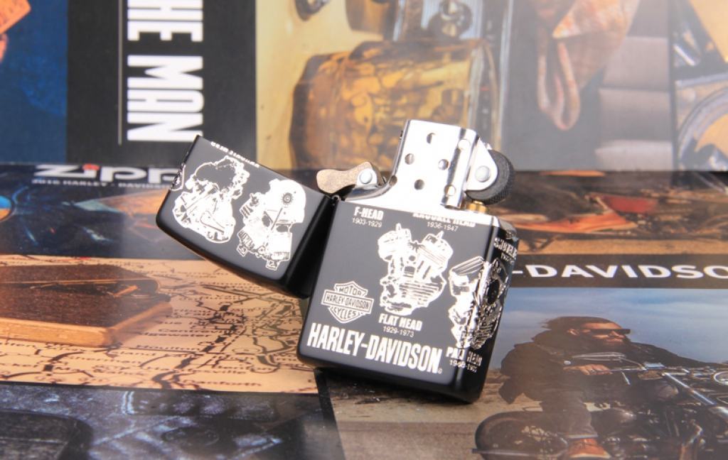 Zippo Chính Hãng Màu Đen Phiên Bản Động Cơ  Harley Davidson