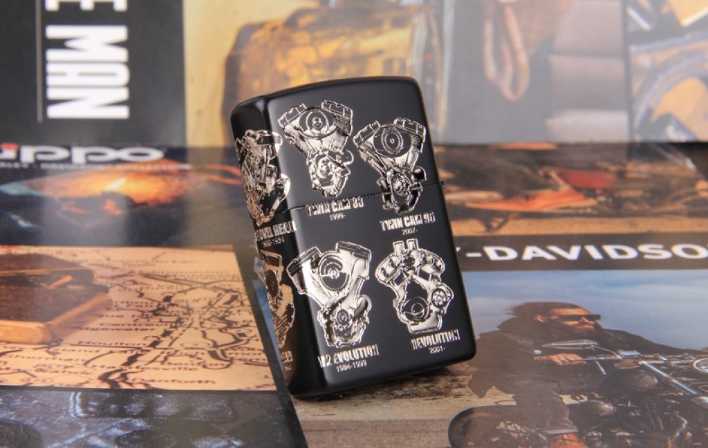 Zippo Chính Hãng Màu Đen Phiên Bản Động Cơ  Harley Davidson