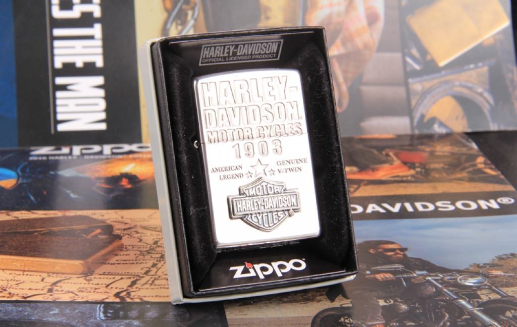 Zippo Chính Hãng Bạc Huy Hiệu Harley Davidson 1903