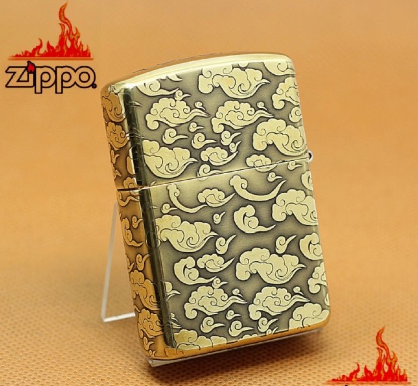 Zippo Chính Hãng Đồng Khắc Tỳ Hưu Cưỡi Mây Vỏ Dày Armor