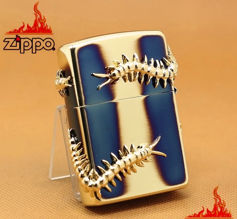 Zippo CHính Hãng Màu Vàng Đốt Hình Con Rết