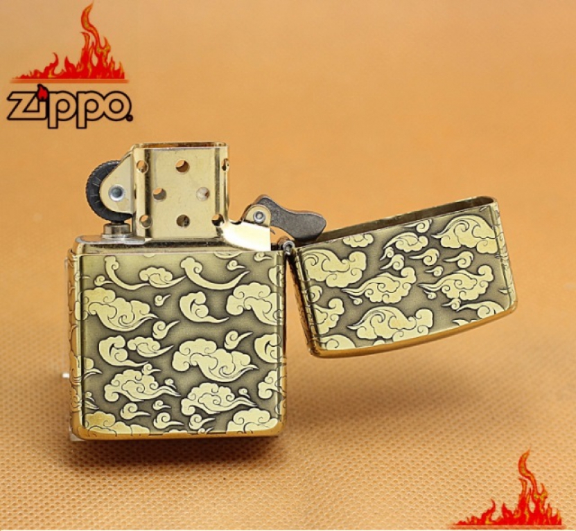 Zippo Chính Hãng Đồng Khắc Tỳ Hưu Cưỡi Mây Vỏ Dày Armor