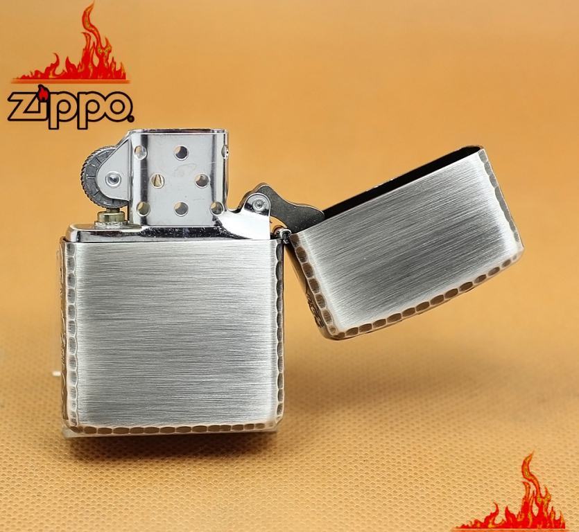 Zippo Chính Hãng Màu Bạc Khắc Đầu Lâu Quanh Viền Vỏ Dày Armor Giới Hạn