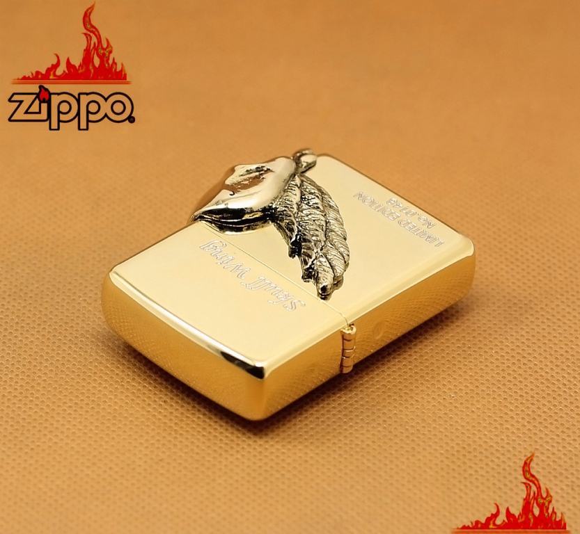 Bật lửa zippo Đầu lâu -  skull wing mạ vàng  phiên bản Limited