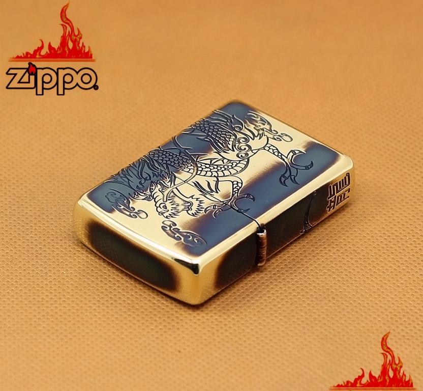 Zippo Rồng Cuốn Quanh Xuất nhật Đồng Mờ