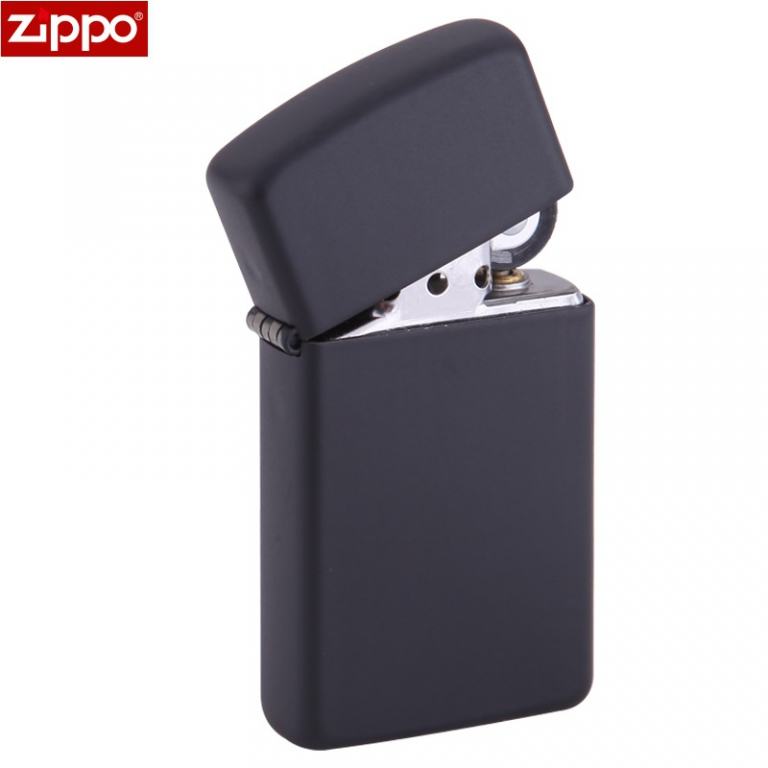 Zippo Chính Hãng Sơn Đen Lì Có Logo ZP Bản Hẹp