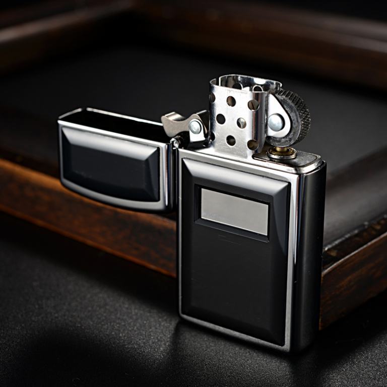 Zippo Chính Hãng Ốp Mica Đen Bản Slim