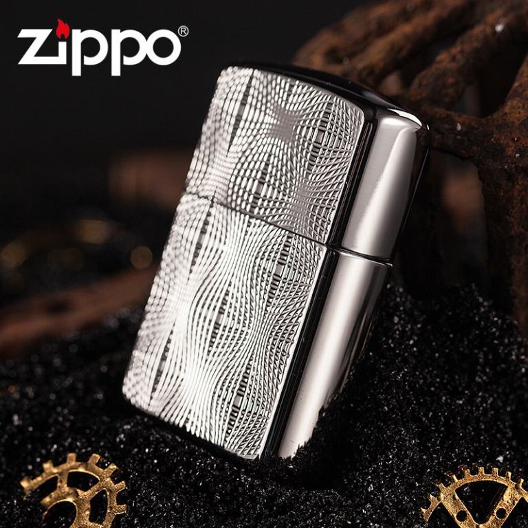 Zippo Chính Hãng Bạc Họa Tiết Kẻ Nổi 3D