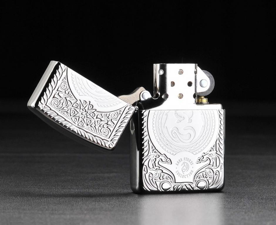 Zippo Chính Hãng Bạc Khắc Họa Tiết Rồng Châu Âu Vỏ Dày