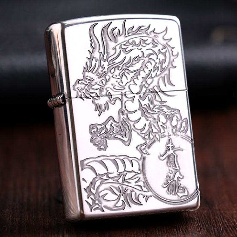 Zippo Chính Hãng Bạc Khắc Sâu Tứ Linh Thanh Long