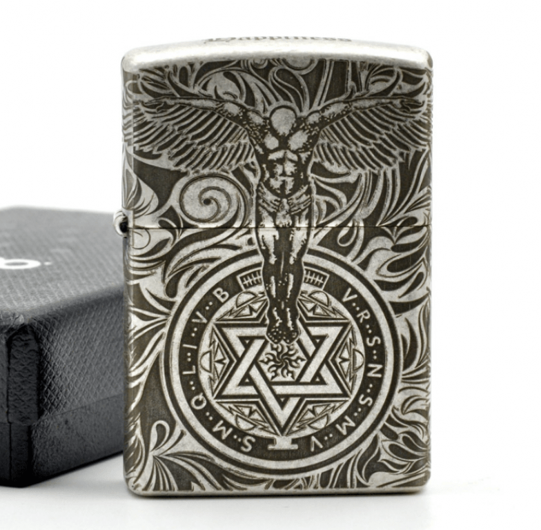 Bật lửa Zippo chính hãng bạc cổ khắc thiên thần